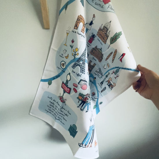 Paris Map Tea Towel Jonquille Lemaistre Winkler Canada Clementine Boutique Made in France