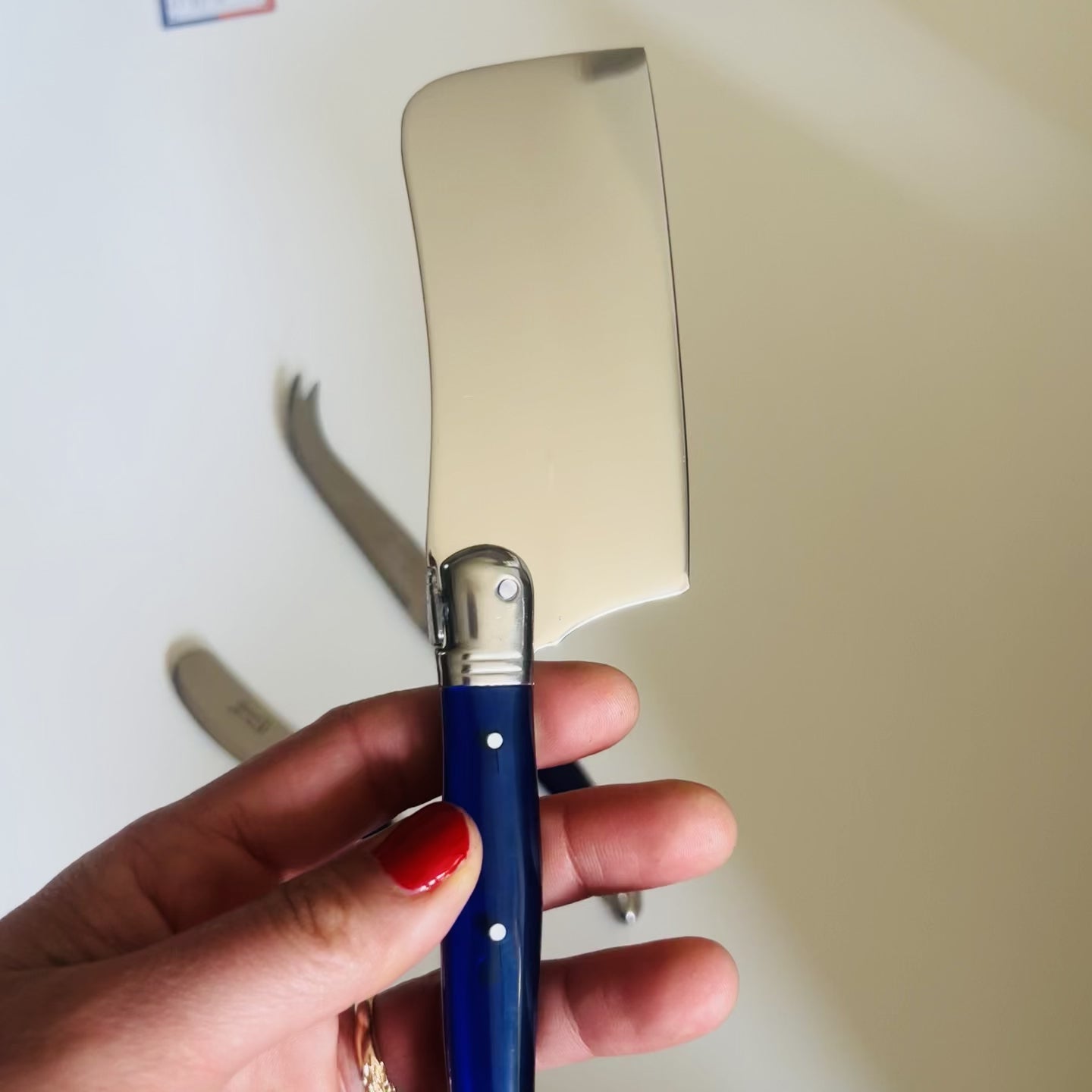 Laguiole ® Cheese Knife Trio, French Blue Handle, Made in France, Clementine Boutique