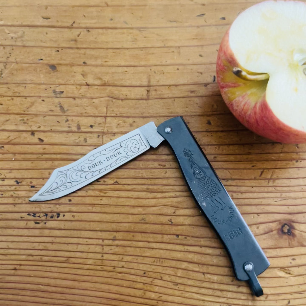 Douk-Douk Original Utility Pocket Knife 160mm, Carbon Steel Blade, Black Handle