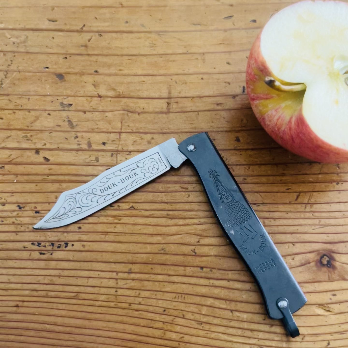 Douk-Douk Original Utility Pocket Knife 160mm, Carbon Steel Blade, Black Handle