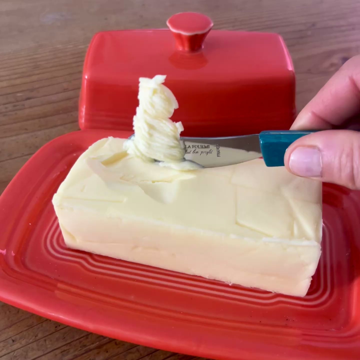 Butter knife, Blue Beechwood handle