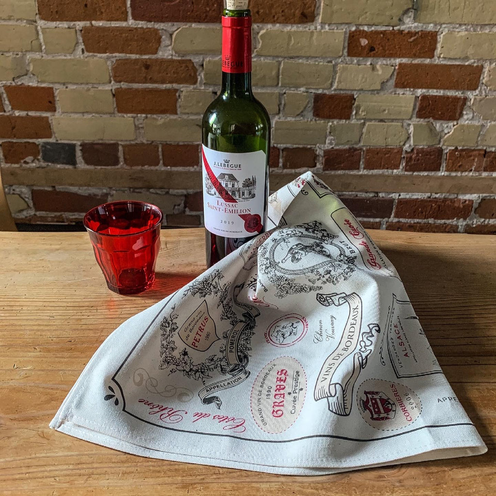 France Wines tea towel Winkler made in France Clementine Boutique Canada