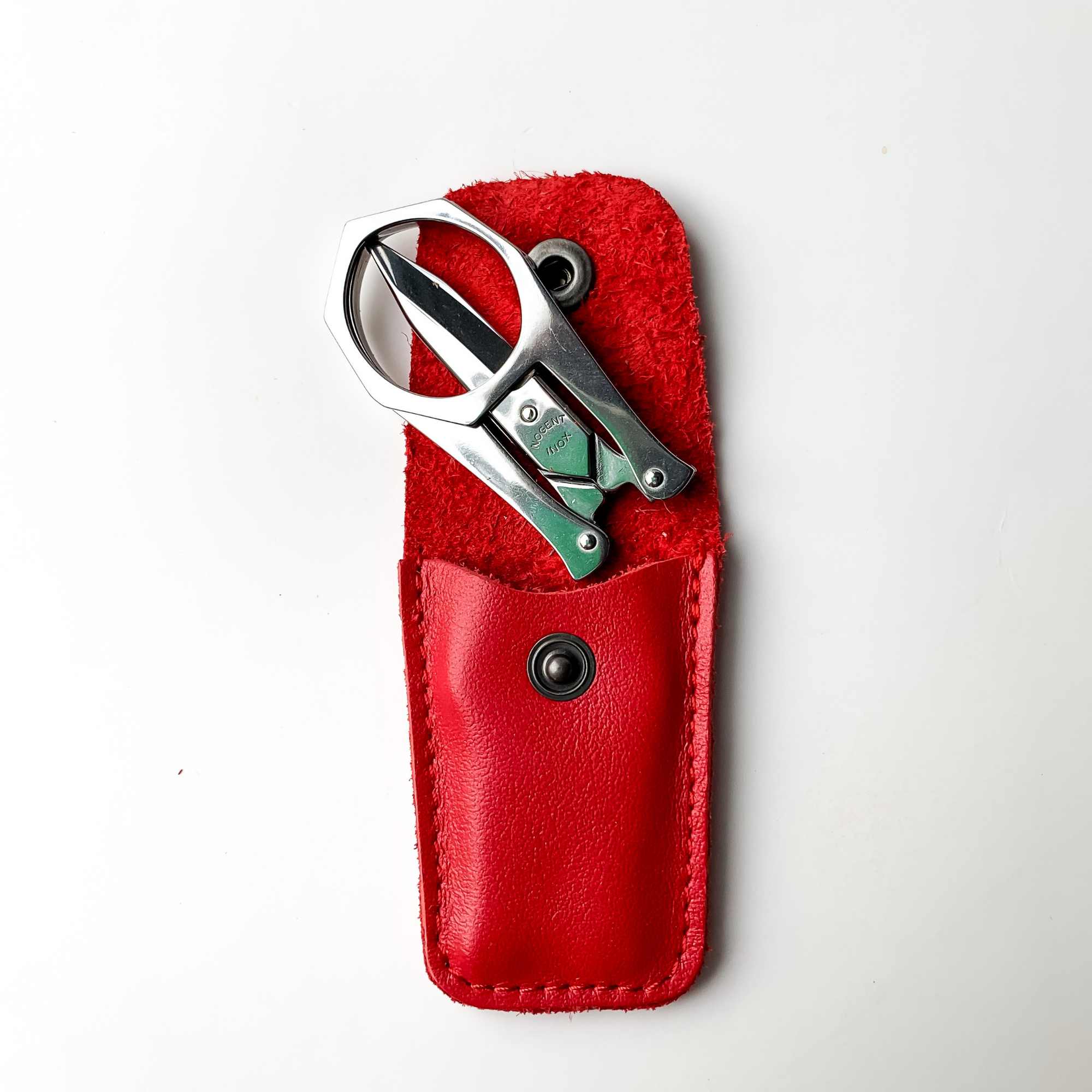 Nogent Folding scissors Red leather case Made in France Clementine Boutique Canada