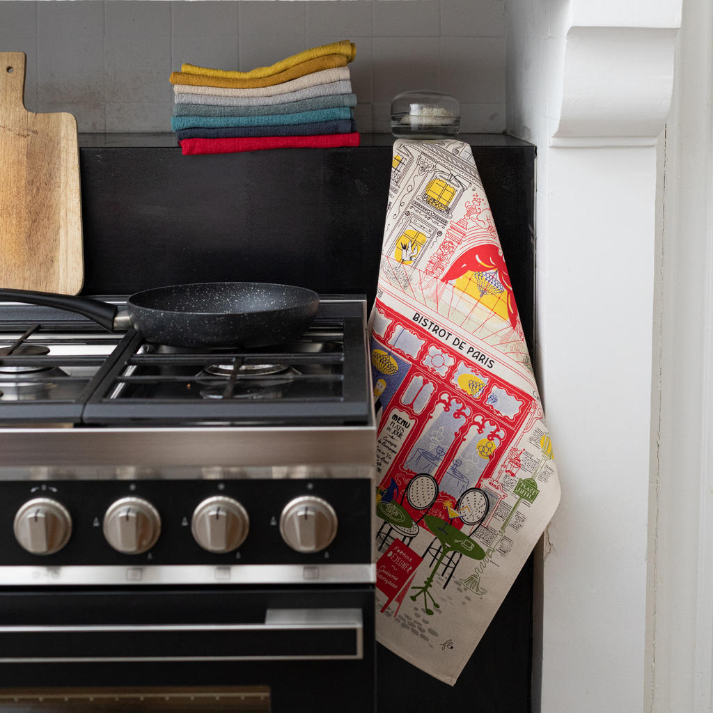 French Kitchen Towels Paris Vintage Bistrot Made in France Winkler Canada Clementine Boutique Toronto