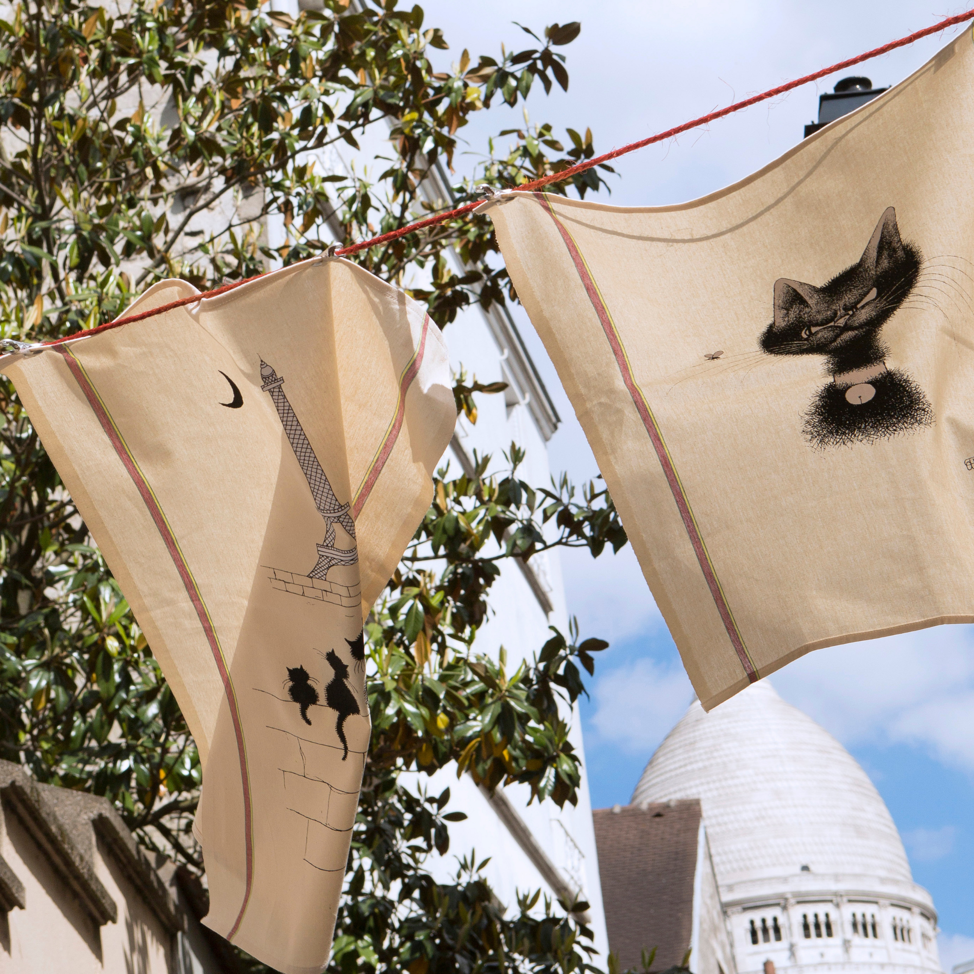 Cat French tea towel Dubout Made in France Clementine Boutique Toronto Winkler Canada