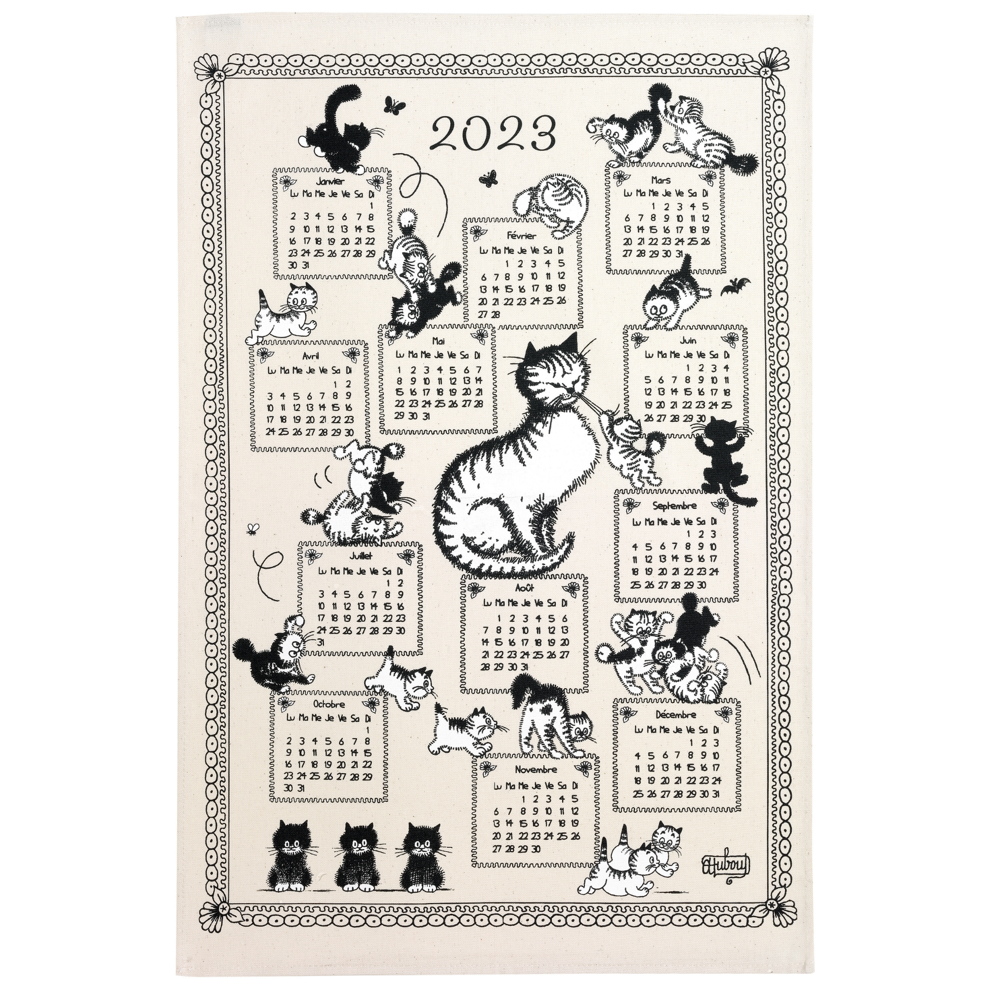 Cat French tea towel Dubout Made in France Clementine Boutique Toronto Winkler Canada