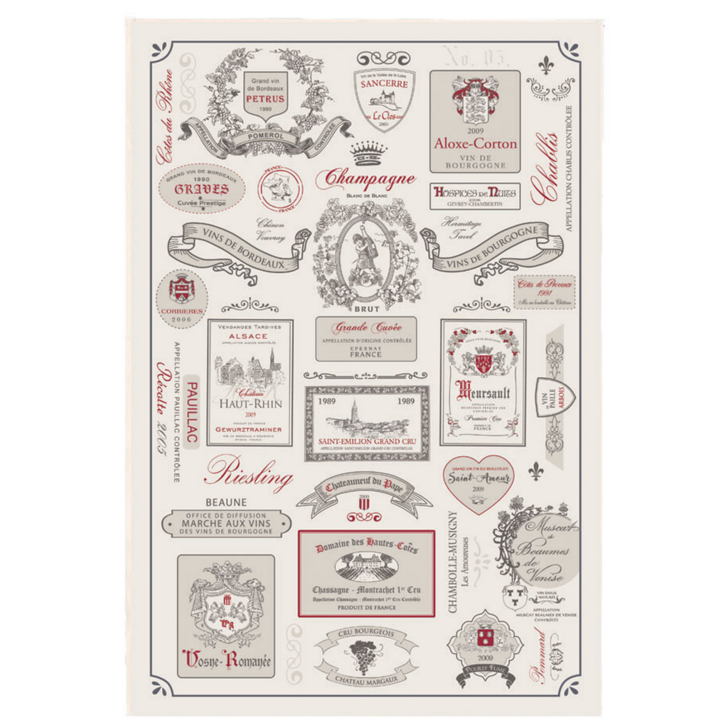 French Wine Labels tea towel Winkler Canada made in France Clementine Boutique Toronto