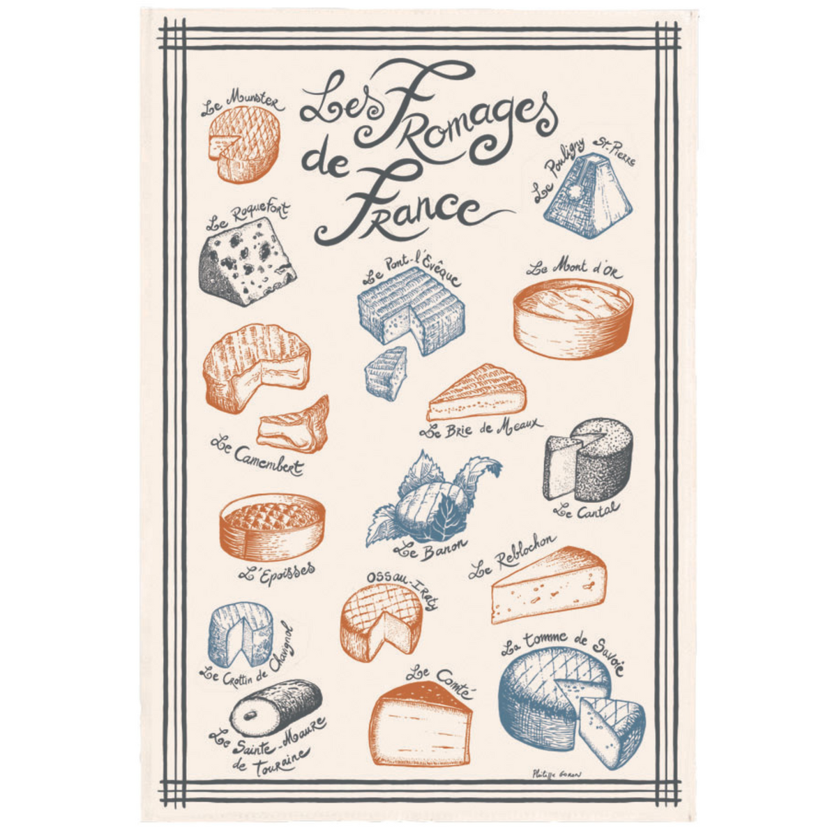 French Cheese Tea Towel  Made in France Winkler Canada Clementine Boutique