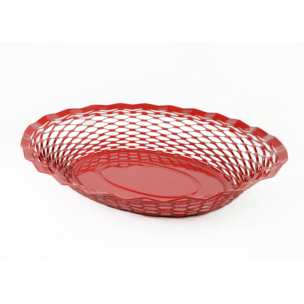 Vintage Metal fruit basket Made in France Clementine Boutique Roger Orfevre Canada, Red