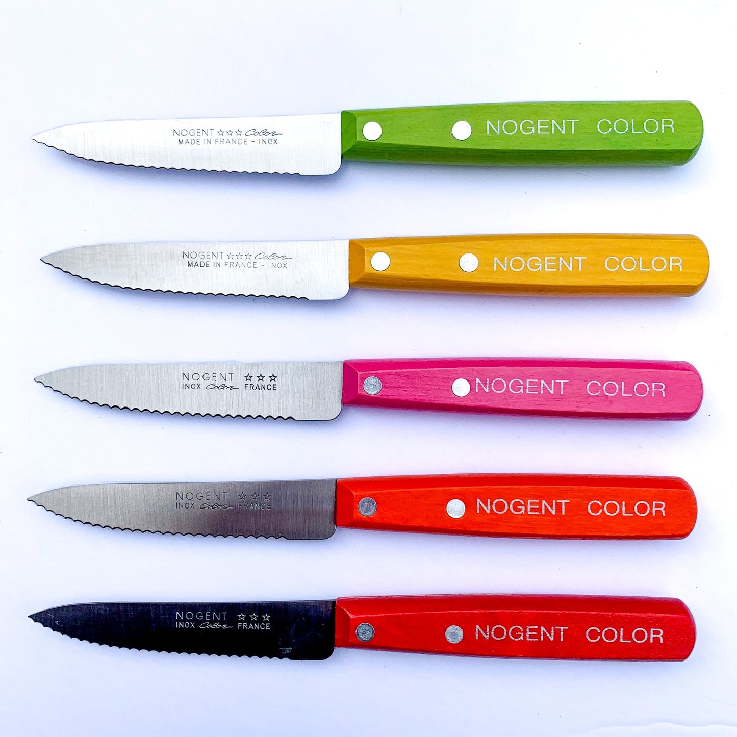 Serrated Paring knife Nogent Color Made in France wood assorted colors