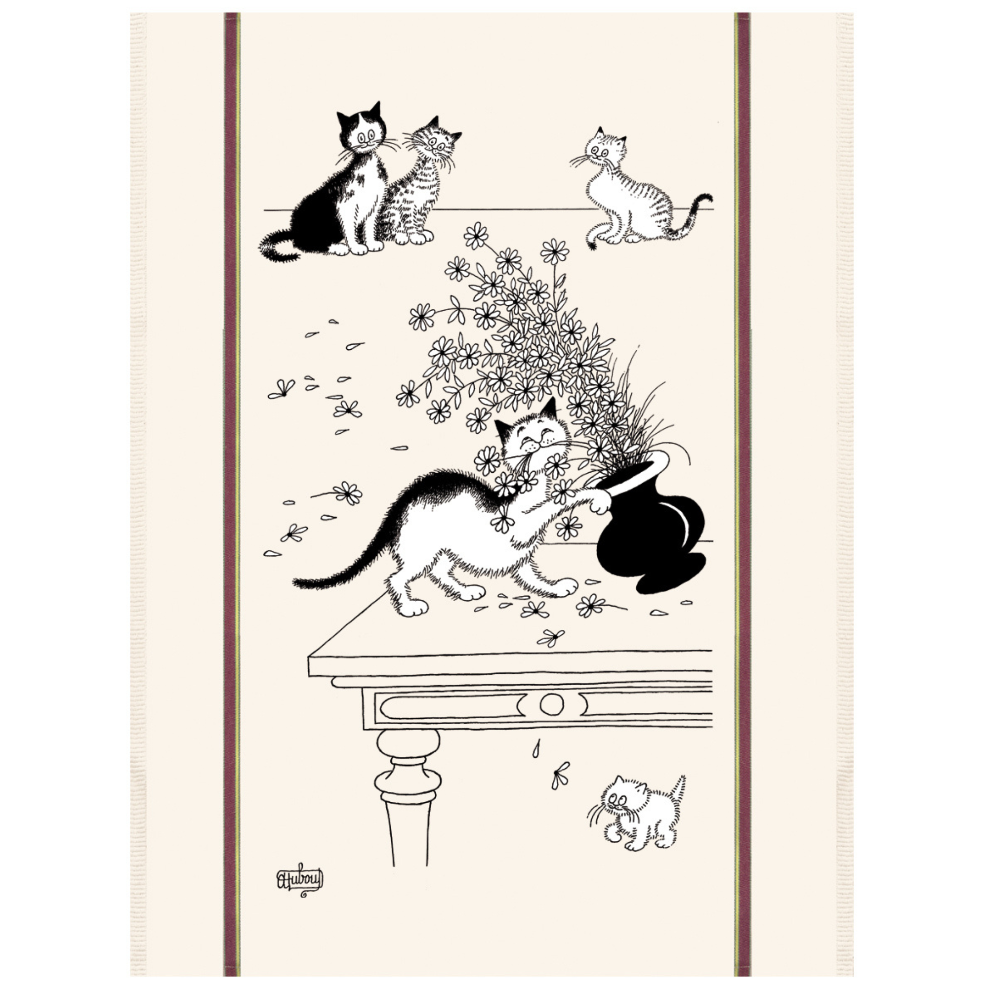 Cat French tea towel Dubout Made in France Clementine Boutique Toronto Winkler Canada