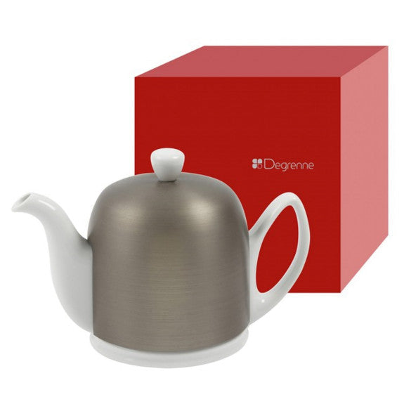 Degrenne Paris Salam White Teapot with Zinc Aluminum Lid 4 Cup Clementine Boutique Toronto