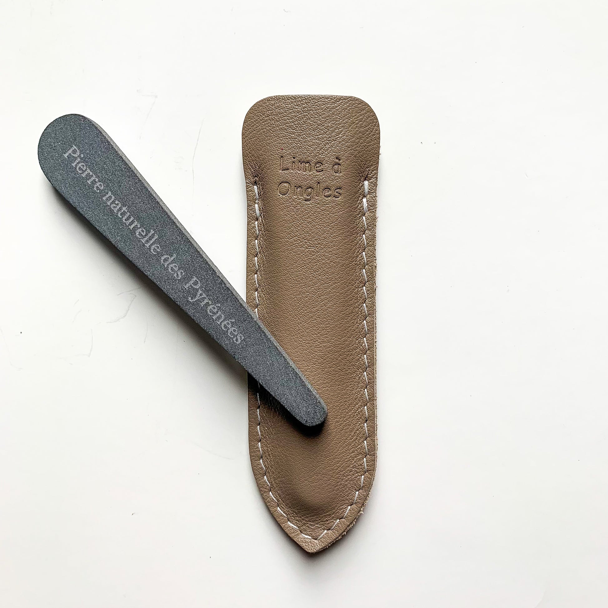 French Stone Nail File in Leather Pouch Made in France Clementine Boutique Canada