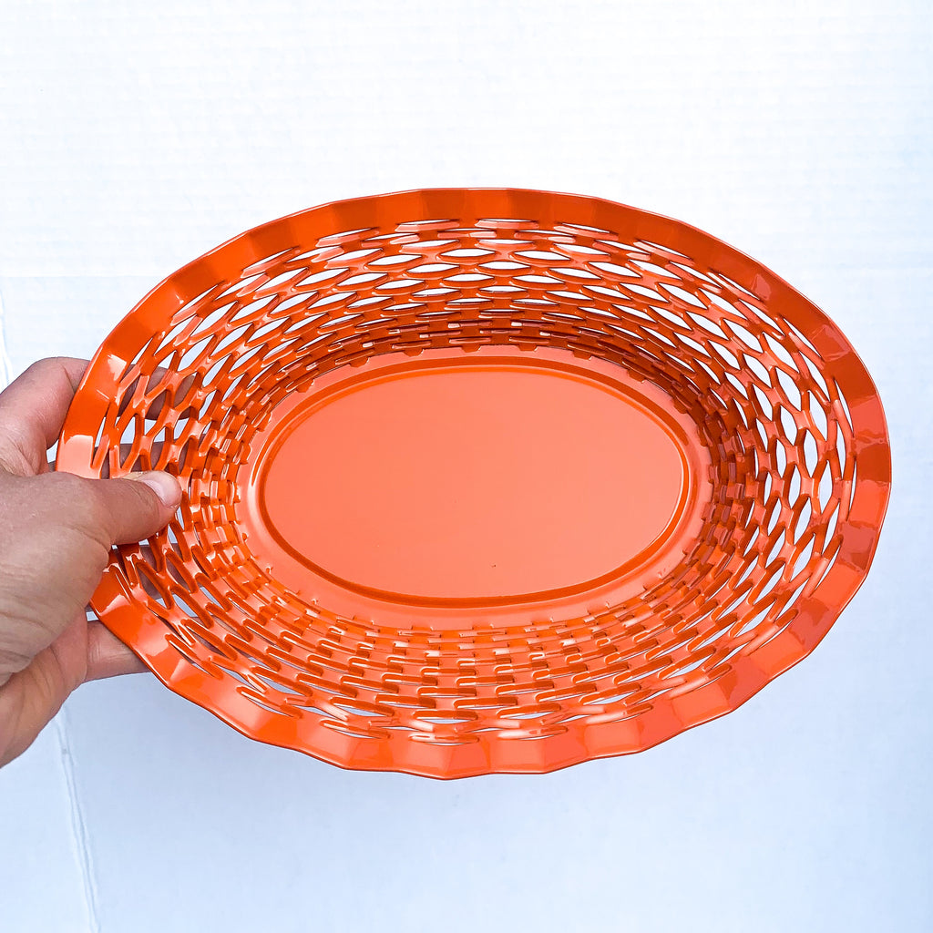 Metal Vintage Basket Made in France Roger Orfevre Canada Clementine Boutique, Orange