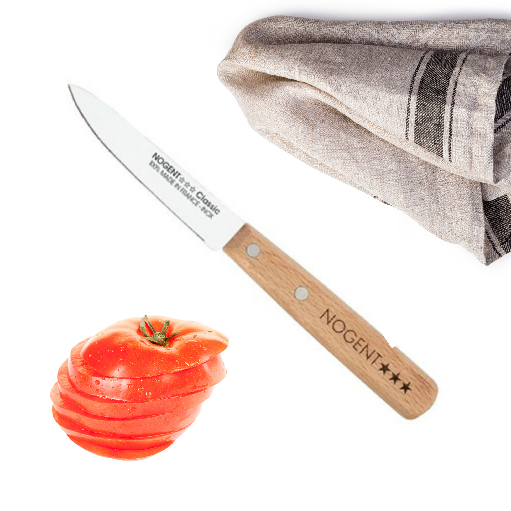 Micro-Serrated Paring Knife Nogent Classic Beechwood - Made in France Clementine Boutique Canada