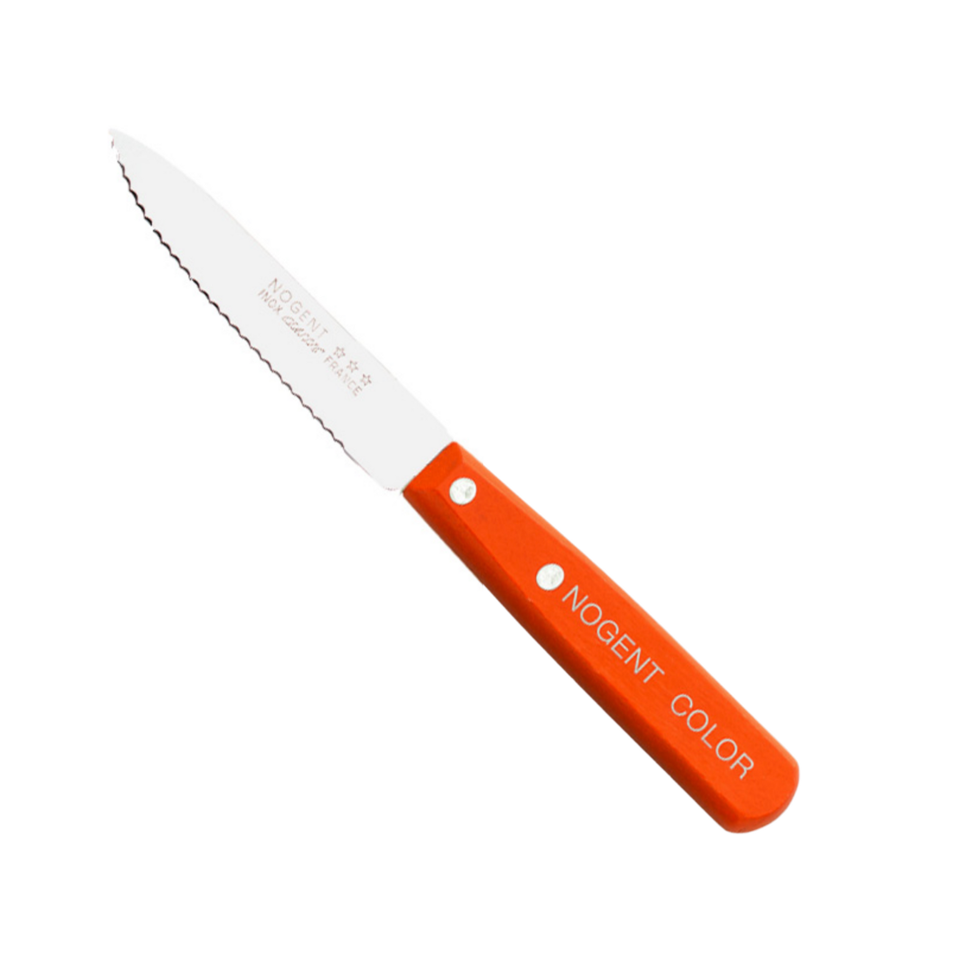 Serrated Paring knife Nogent Color Made in France wood orange
