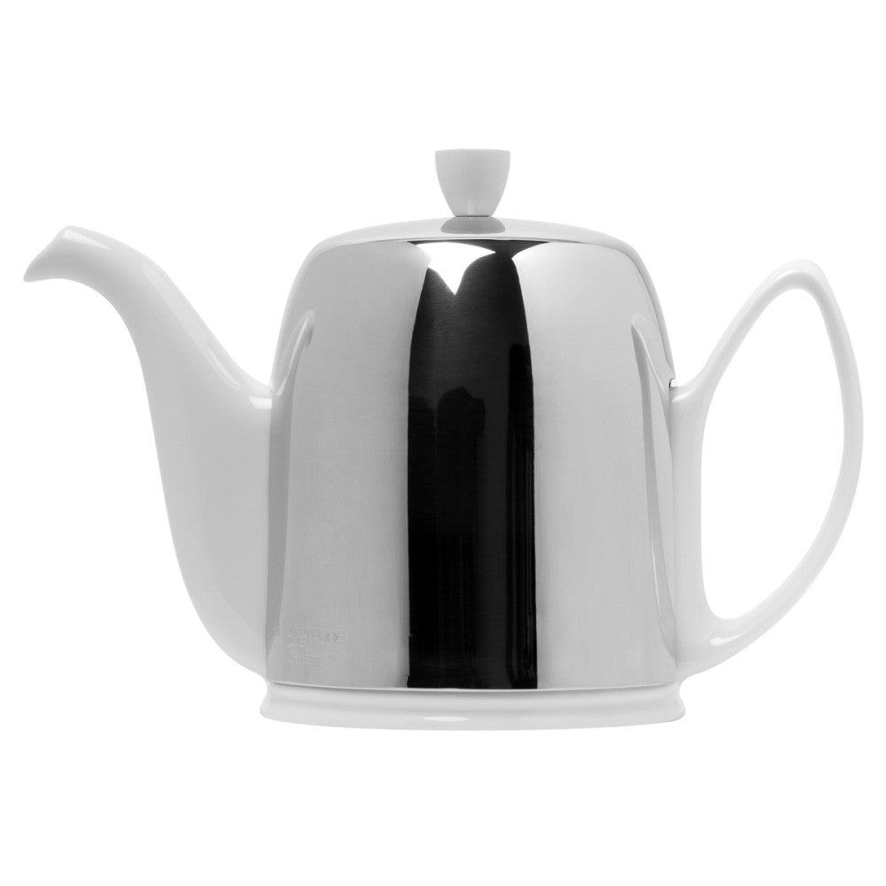 Insulated Teapot, 13cm, 1L - White Base & Metallic Red Cover/Cloche