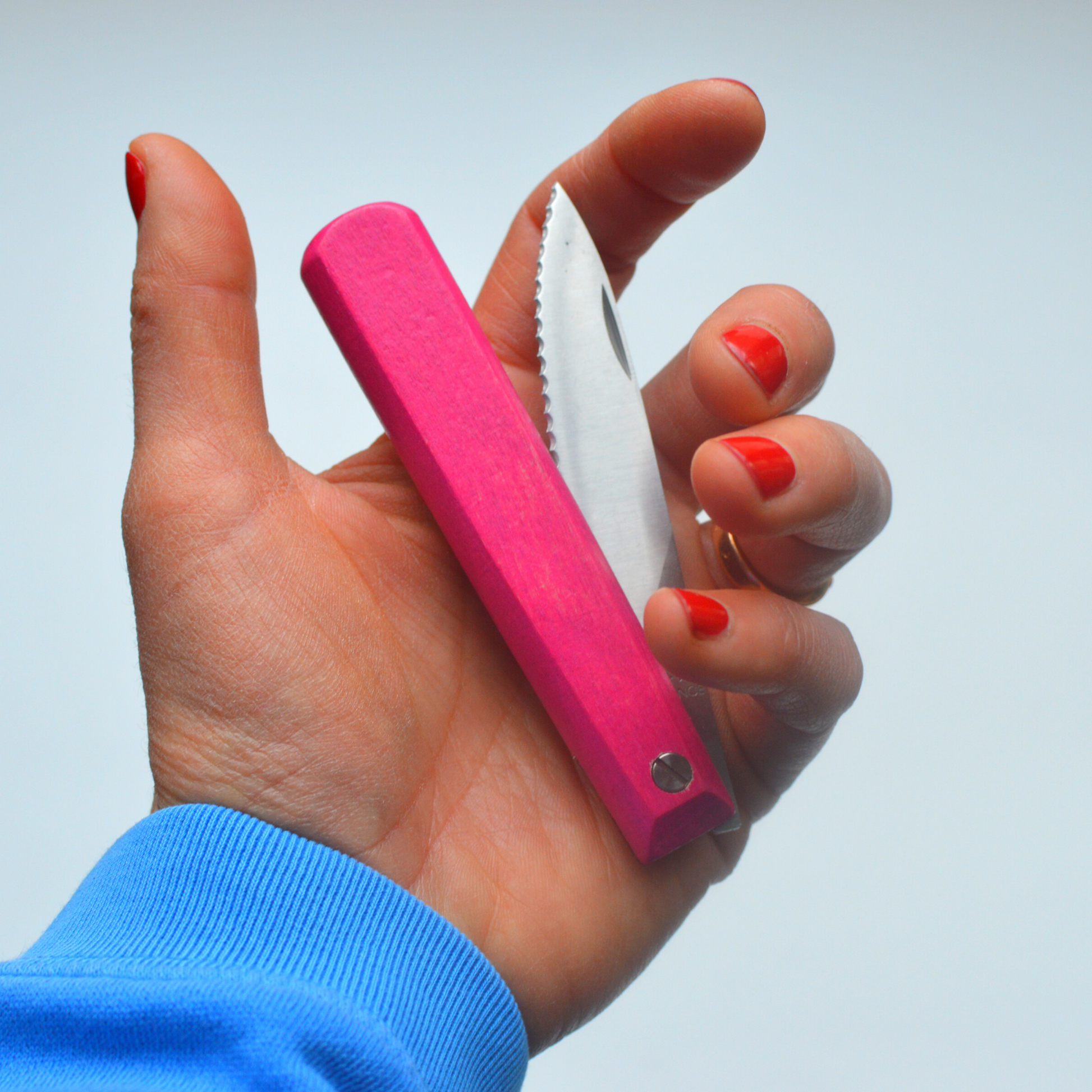 Pocket Pink Serrated Folding Knife Nogent Canada Made in France Clementine Boutique